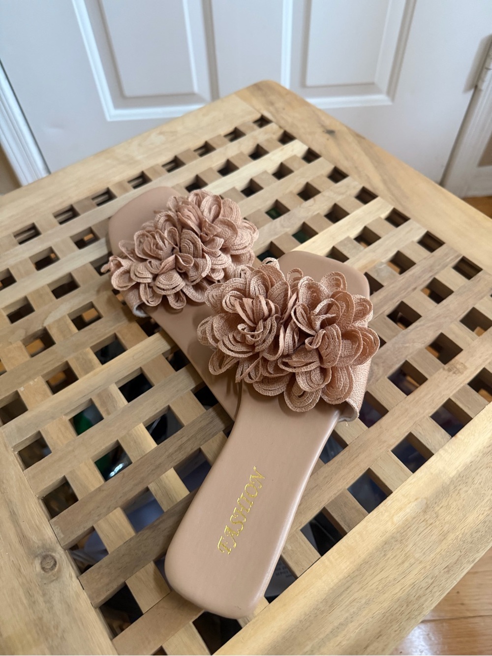 Floral Slide Sandals in Blush - Ladies Slip-On Sandals